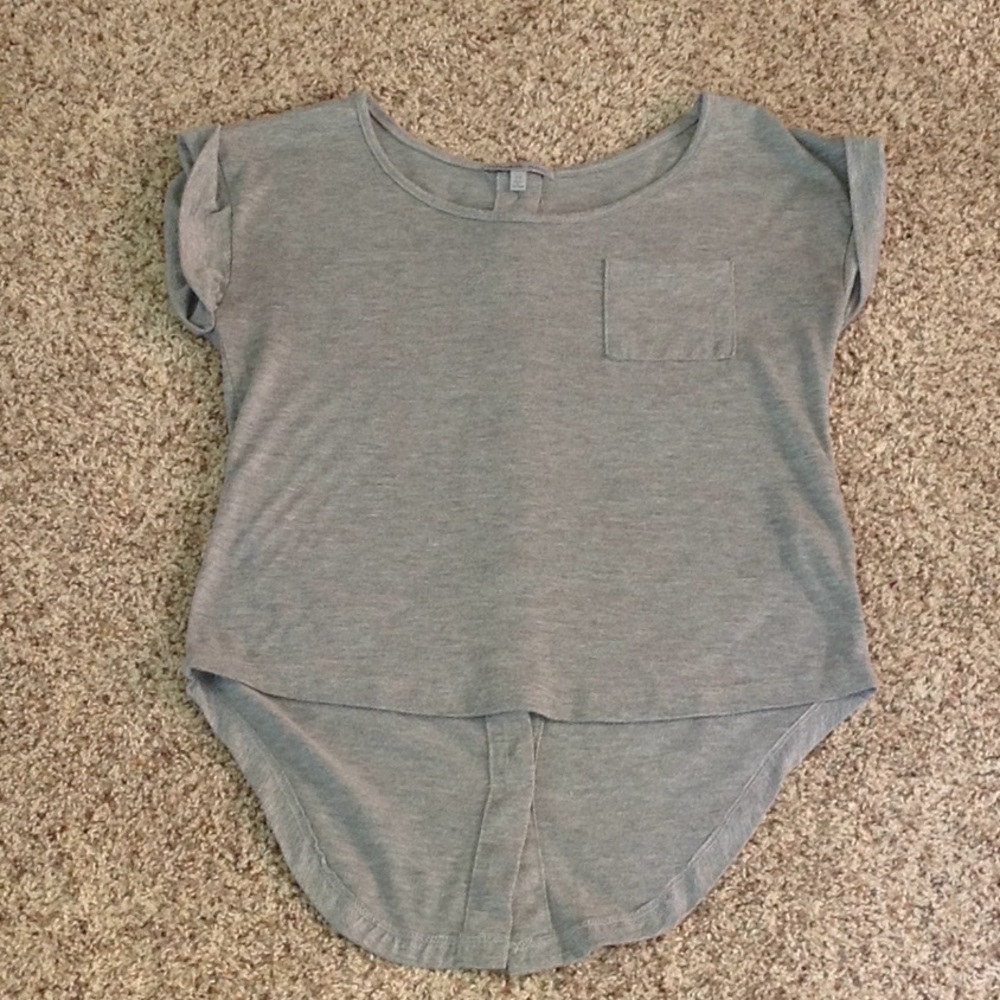Gray blouse with buttons down back